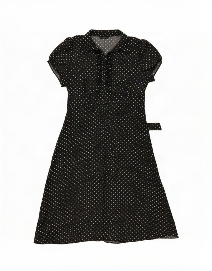 Marks & Spencer Womens See Through A-Line UK 14 Medium Black Spotted