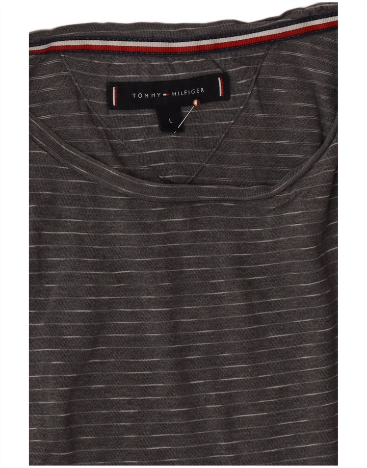 Ανδρικό T-Shirt TOMMY HILFIGER Top Large Grey Pinstripe