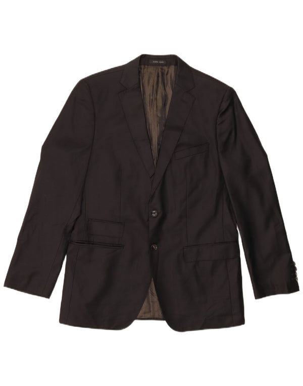 Zara Ανδρικό τζάκετ Blazer Classics 2 κουμπιών EU 50 μεσαίο μαύρο μαλλί