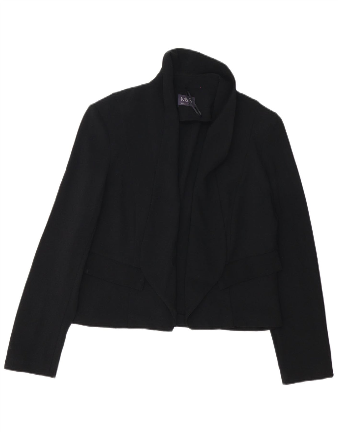 MARKS & SPENCER Γυναικείο Open Blazer Jacket UK 12 Medium Black Polyester