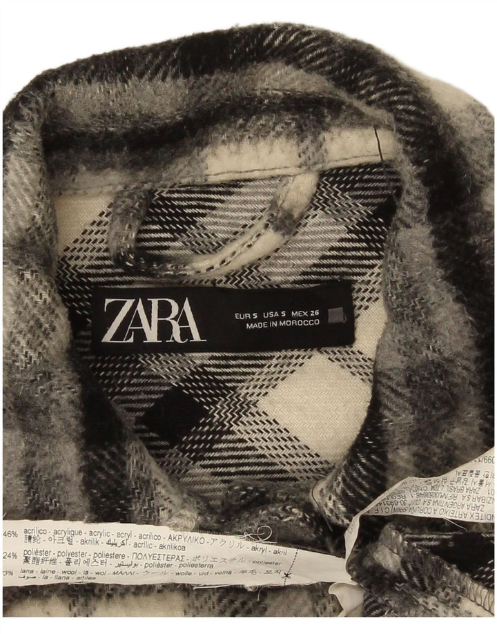 Zara Γυναικείο πουκάμισο Oversized Φανελένιο πουκάμισο UK 10 Small Black Check