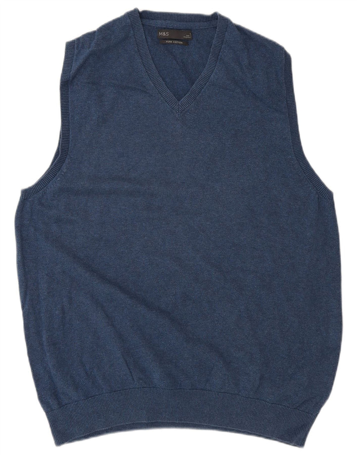 Marks & Spencer Ανδρικό γιλέκο Tank Top Large Navy Blue Cotton