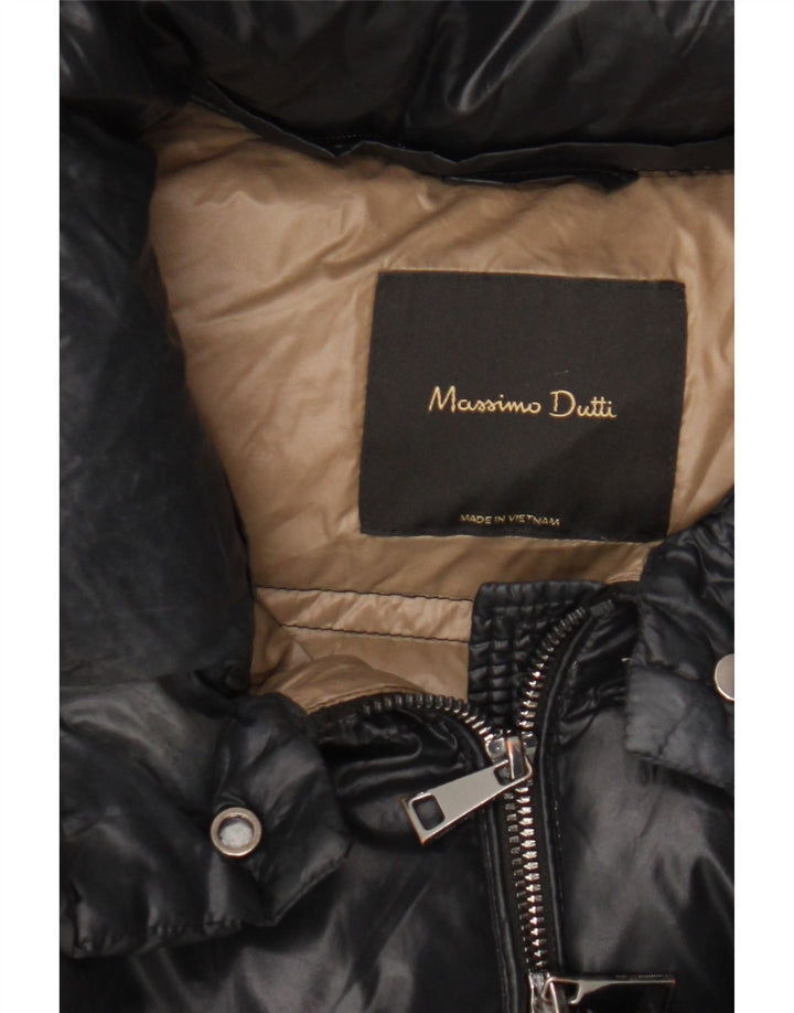Massimo Dutti Γυναικείο μπουφάν με επένδυση UK 10 μικρό μαύρο νάιλον