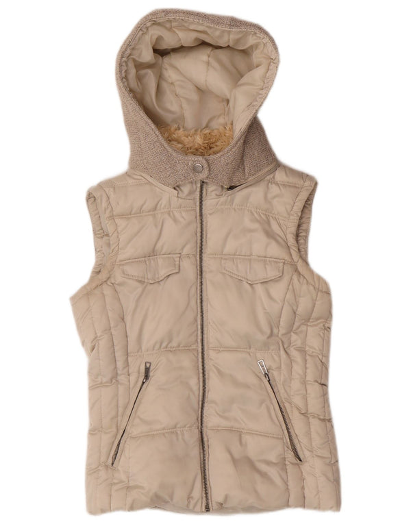 Zara Γυναικεία κουκούλα με επένδυση Gilet UK 10 Small Beige Polyester