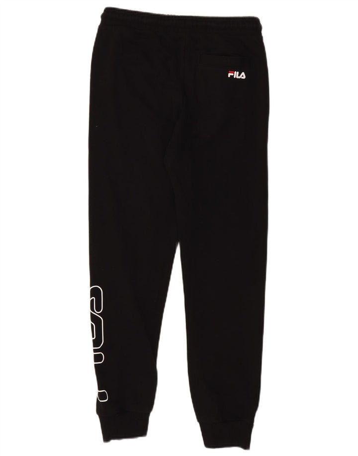 FILA Boys Graphic Tracksuit Trousers Joggers 11-12 Years Μαύρο
