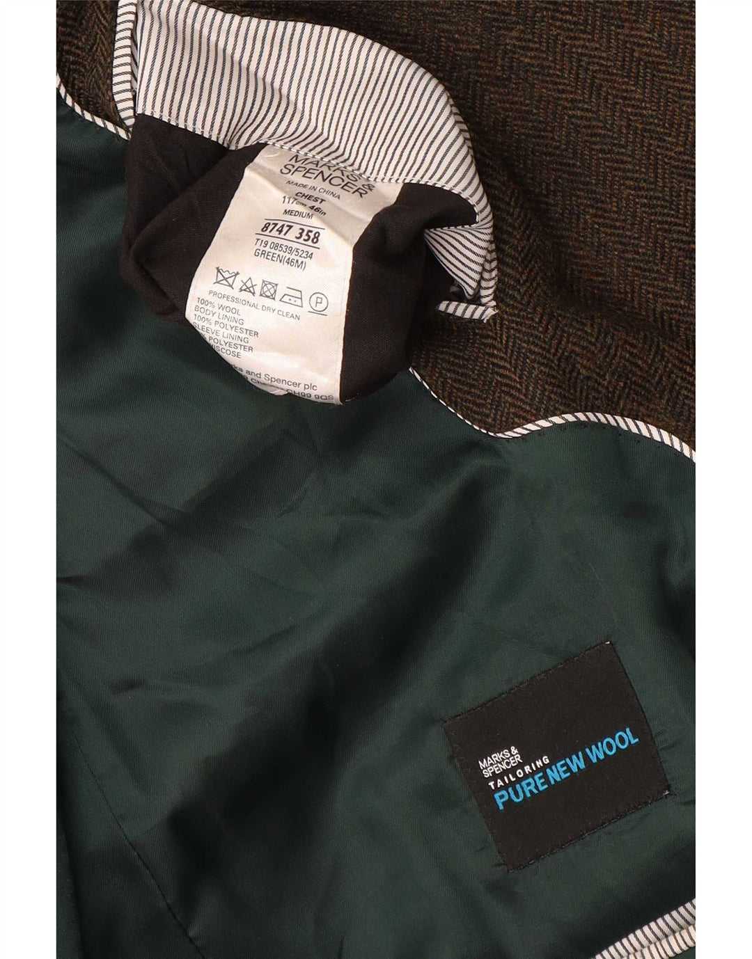 Marks & Spencer Ανδρικό μπουφάν blazer UK 46 XL καφέ μαλλί ψαροκόκαλο