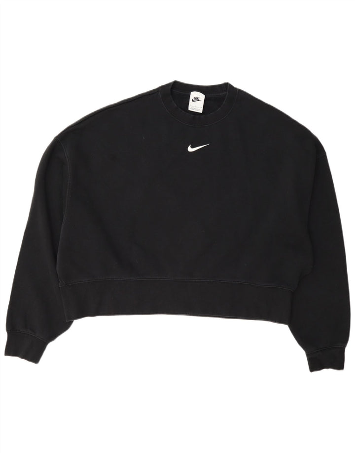 Γυναικείο φούτερ Nike Crop Oversized Jumper UK 10 Small μαύρο βαμβακερό