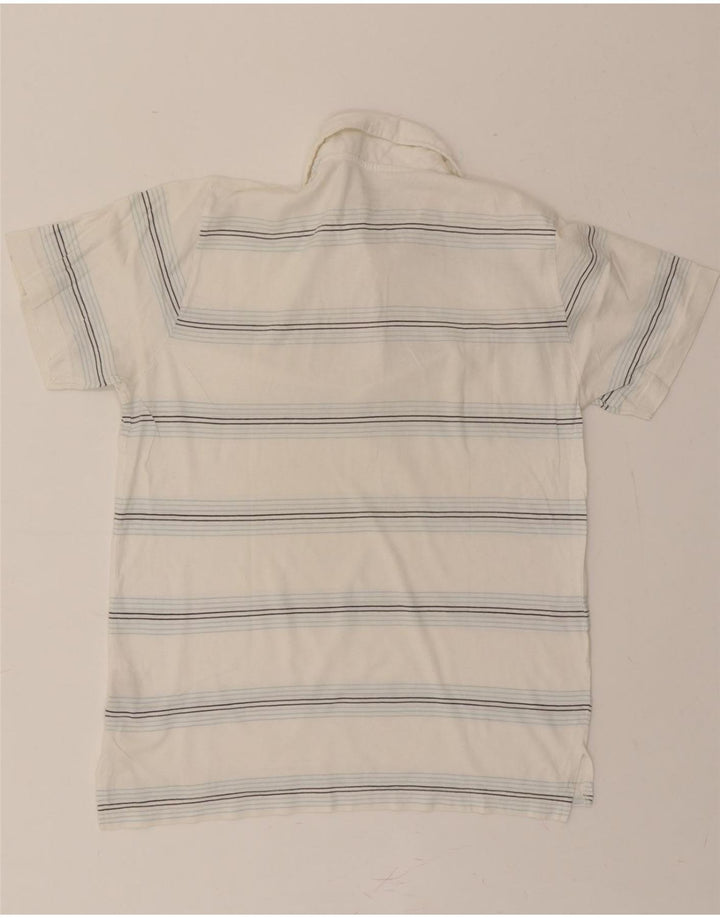 WOOLRICH Mens Polo Shirt Medium White Striped Cotton Vintage Woolrich and Second-Hand Woolrich from Messina Hembry 