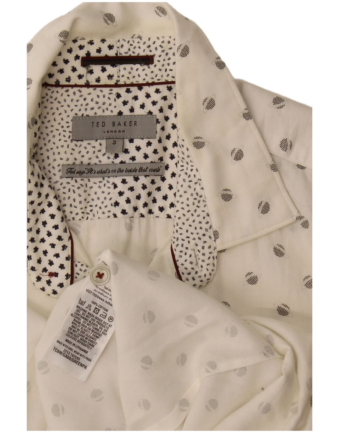 Ted Baker Ανδρικό πουκάμισο Abstract Pattern Μέγεθος 3 Μεσαίο λευκό βαμβακερό