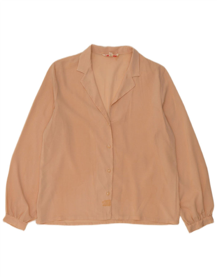 Vintage γυναικείο πουκάμισο μπλούζα UK 14 Medium Beige με στίγματα