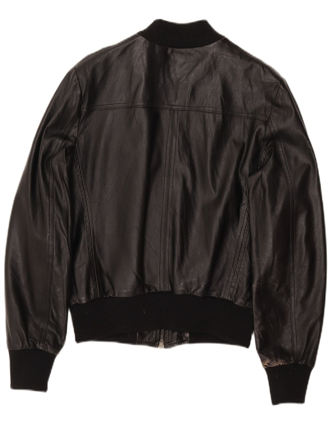 CINTI Γυναικείο Crop Bomber Δερμάτινο Μπουφάν IT 46 Large Μαύρο Δερμάτινο
