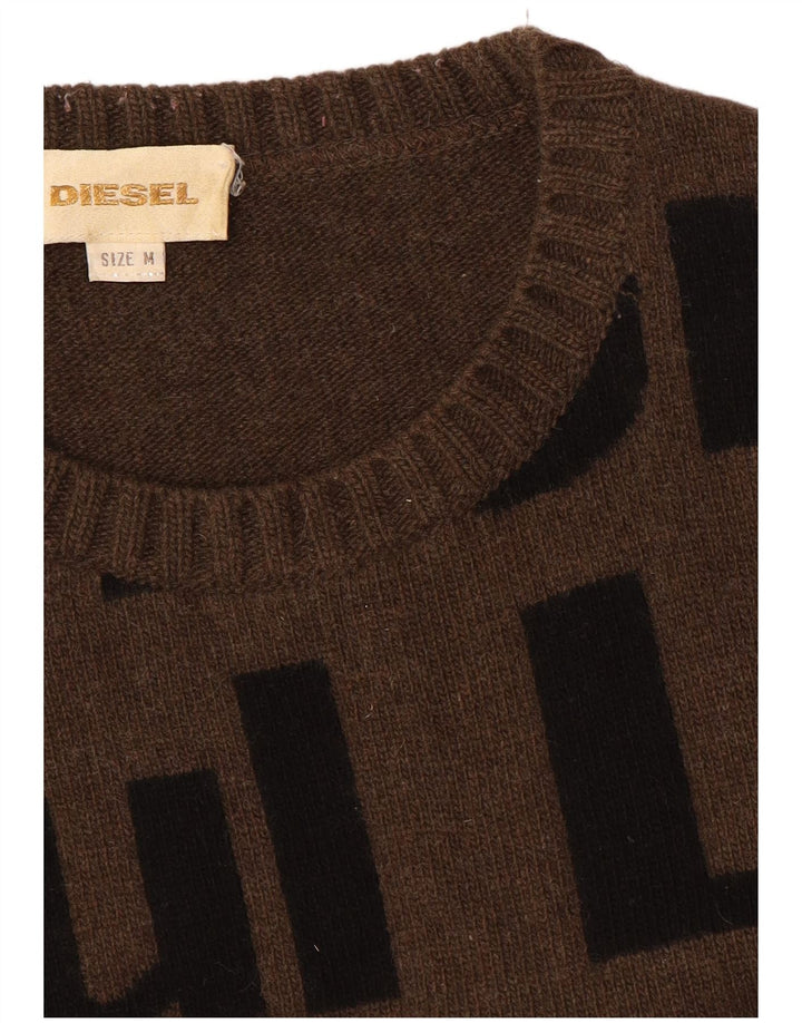 Πουλόβερ Diesel Graphic Crew Neck Jumper Μαλλί μεσαίου καφέ