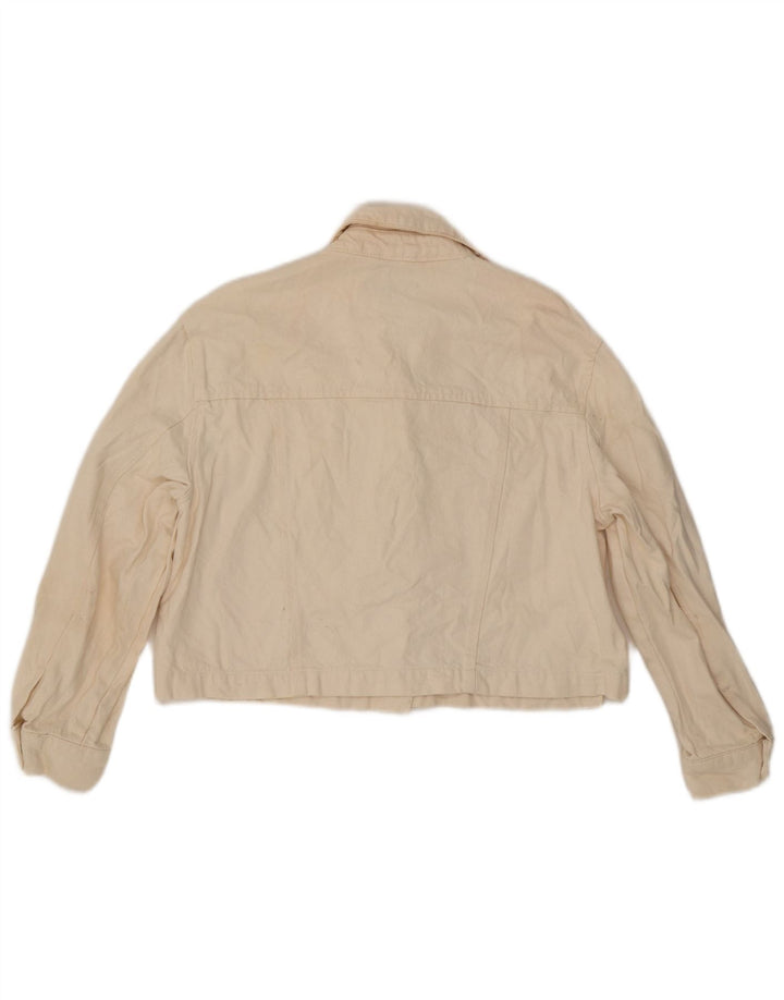 Zara Γυναικείο Crop Oversized Τζιν μπουφάν UK 10 Small White