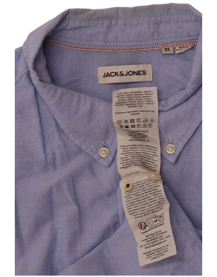 JACK & JONES Ανδρικό πουκάμισο XL Μπλε βαμβακερό