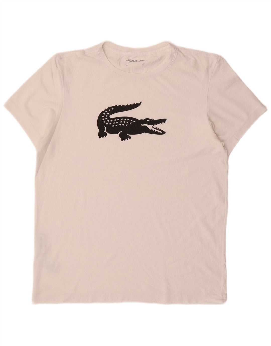 Ανδρικό γραφικό T-shirt LACOSTE Top Size 5 Μεγάλο λευκό βαμβακερό