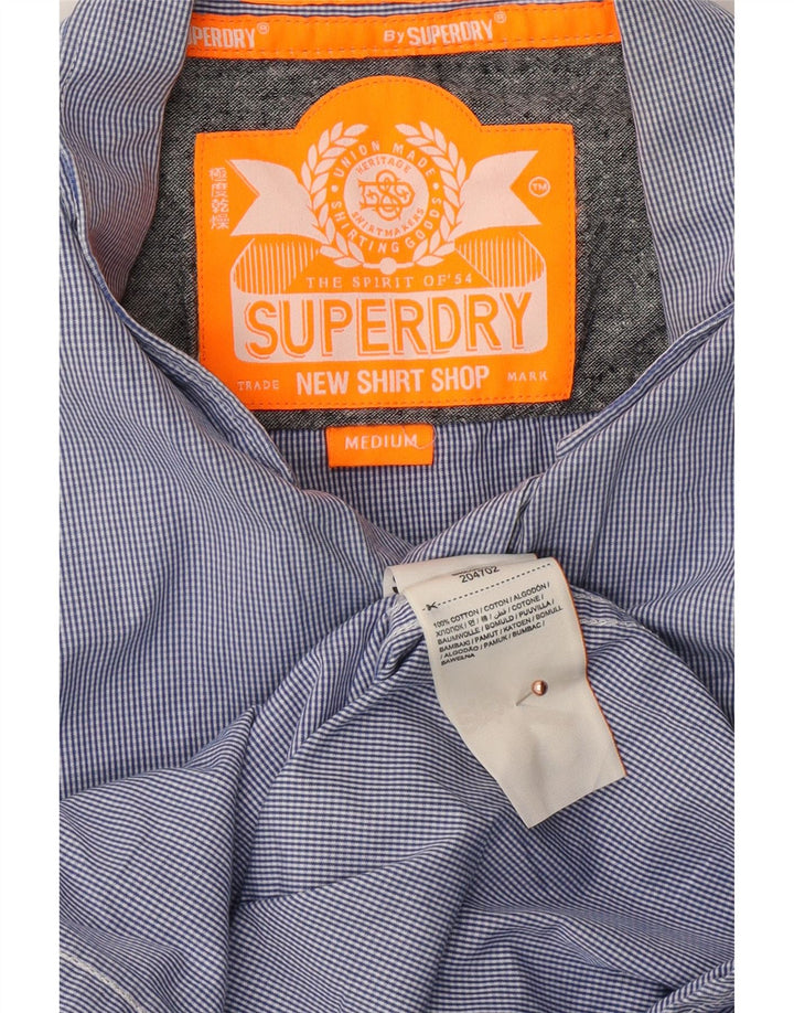 Ανδρικό πουκάμισο SUPERDRY Μεσαίο μπλε βαμβακερό Gingham