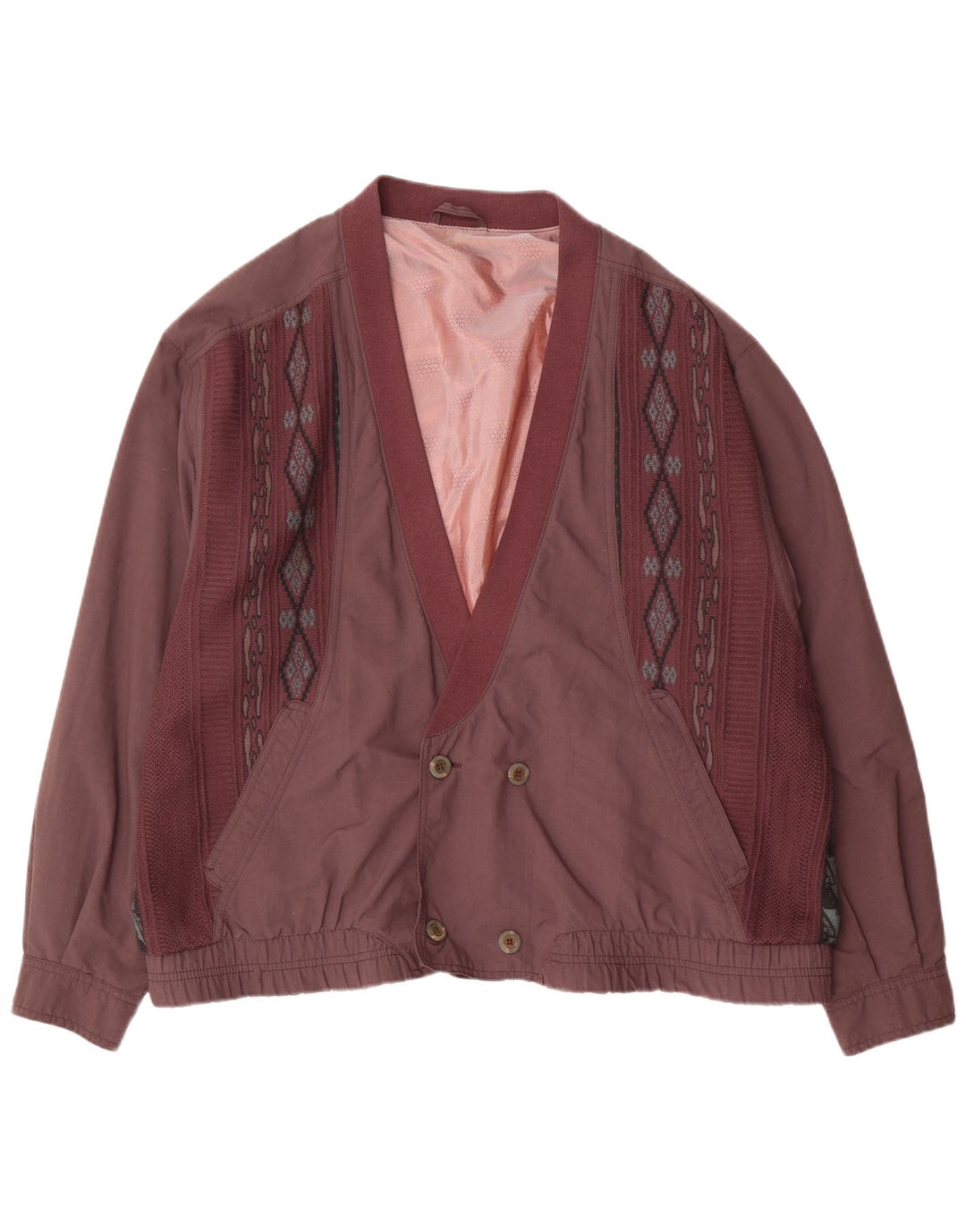 Vintage Ανδρικό Διπλό Μπουφάν Bomber IT 54 2XL Purple Geometric