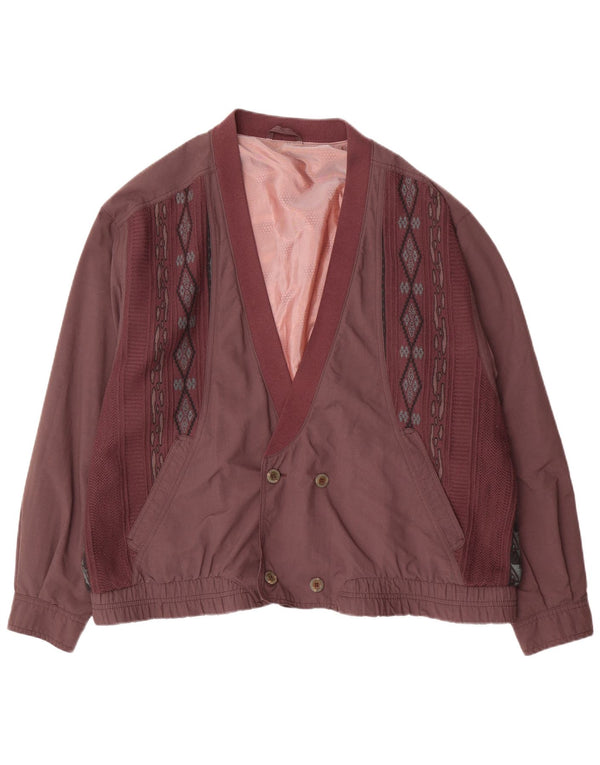 Vintage Ανδρικό Διπλό Μπουφάν Bomber IT 54 2XL Purple Geometric
