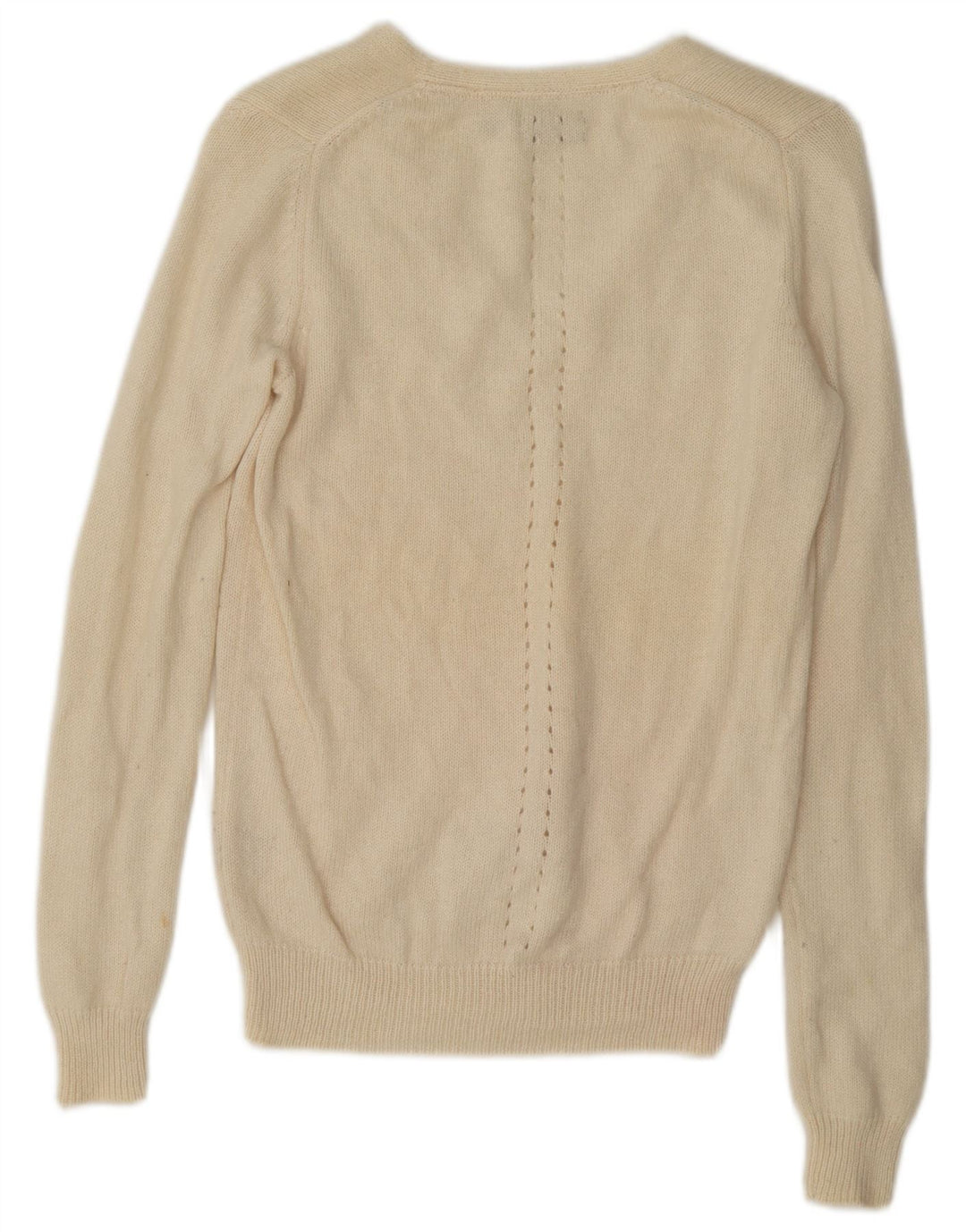 Massimo Dutti Γυναικείο πουλόβερ με λαιμόκοψη με V λαιμόκοψη UK 14 Medium Off White Cashmere
