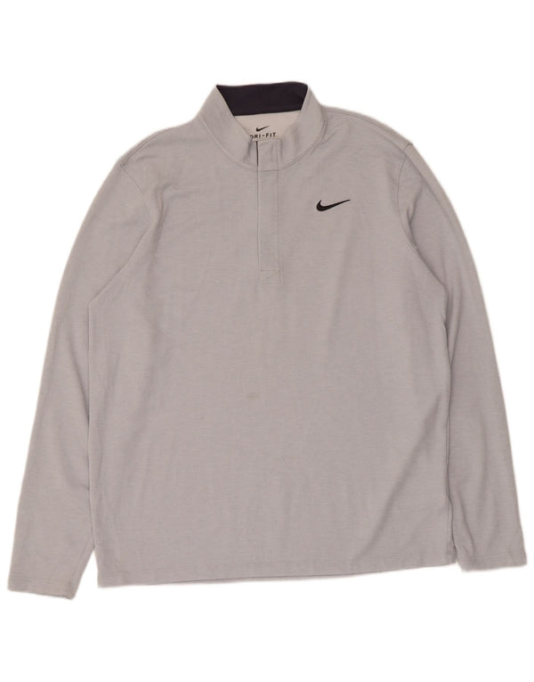 Ανδρική φόρμα Nike Dri Fit Standard πουλόβερ με φερμουάρ στο επάνω μέρος Large Grey