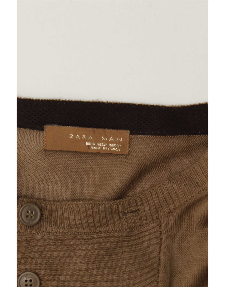 Ανδρικό πουλόβερ Zara Boat Neck Jumper Μεσαίο Καφέ