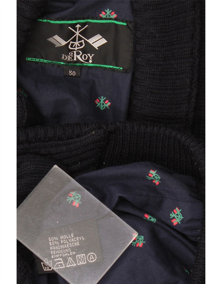 Ανδρικό πουλόβερ VINTAGE Ζακέτα IT 50 Medium Navy Blue Wool