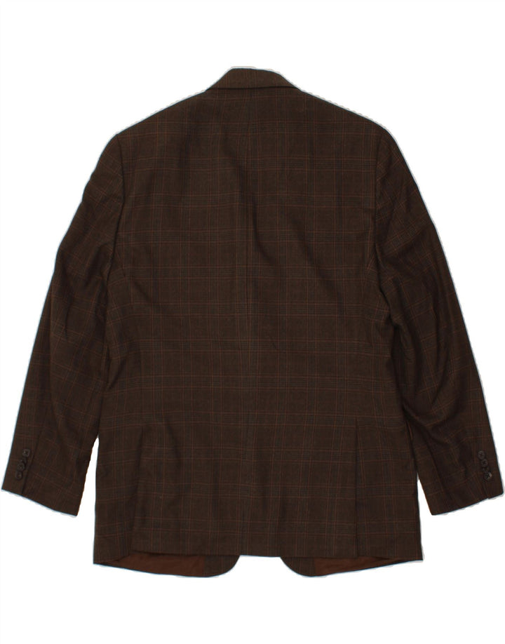 MICHAEL KORS Mens 2 Button Blazer Jacket UK 42 XL Brown Check Polyester Vintage Michael Kors and Second-Hand Michael Kors from Messina Hembry 