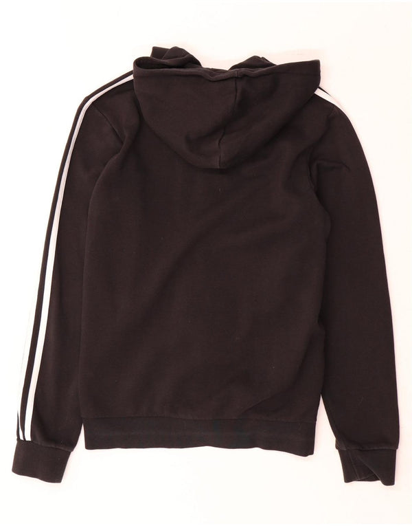 Ανδρικό πουλόβερ Adidas με φερμουάρ με κουκούλα, μικρό μαύρο βαμβακερό