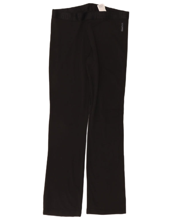 REEBOK Womens Leggings UK 12/14 Medium  Black Polyester
