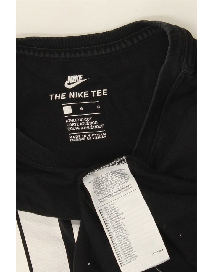 Ανδρικό αθλητικό κοψί με γραφικό τοπ Nike, μακρυμάνικο μεγάλο μαύρο βαμβακερό