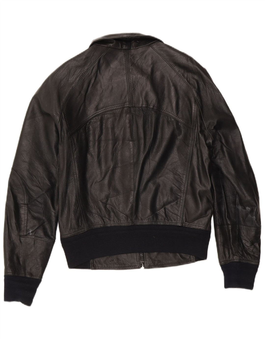 Vintage Γυναικείο Bomber Δερμάτινο Μπουφάν IT 50 XL Μαύρο Δερμάτινο