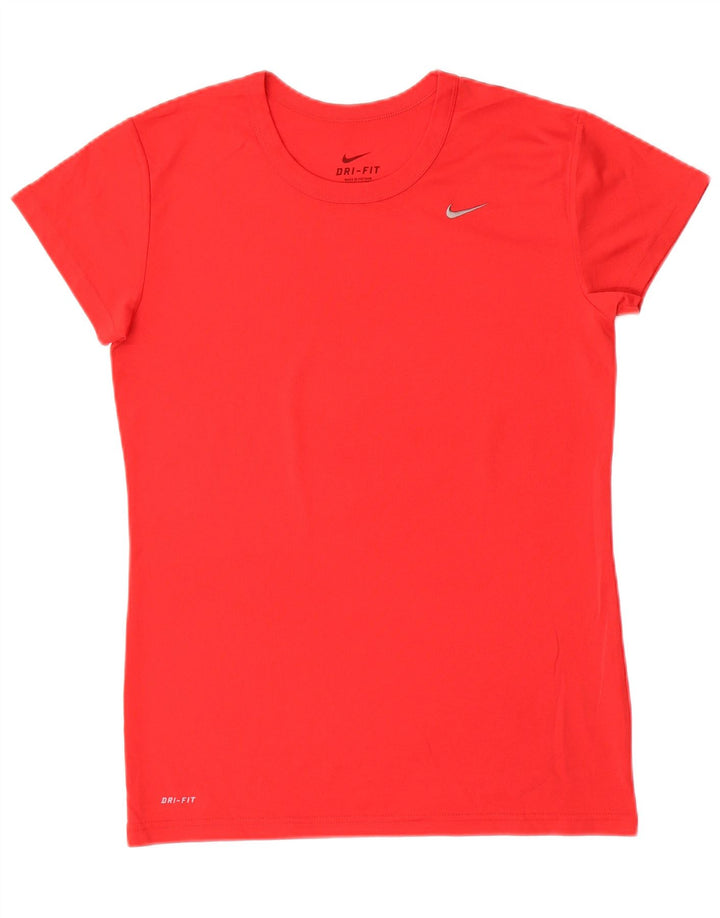 Γυναικείο T-Shirt NIKE Dri Fit Top UK 12 Μεσαίου κόκκινου πολυεστέρα