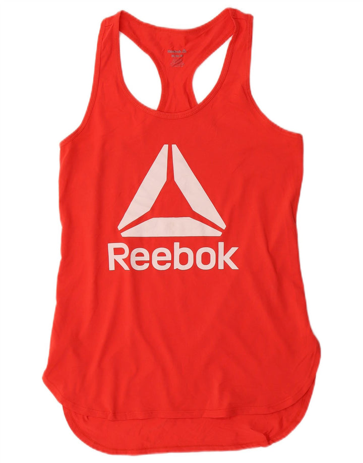 Γυναικείο γραφικό γιλέκο REEBOK Top UK 12 μεσαίο κόκκινο πολυεστέρας