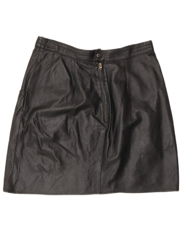 Vintage Γυναικεία Μίνι Δερμάτινη Φούστα IT 44 Medium W28 Μαύρη