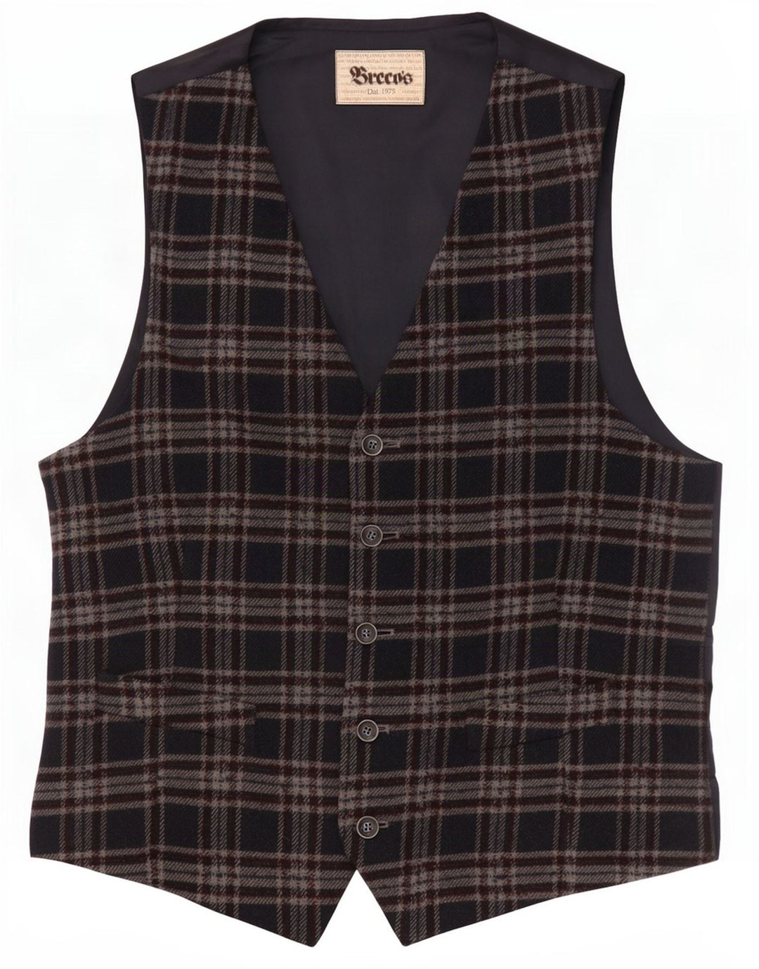 Ανδρικό γιλέκο Breco's IT 50 Large Navy Blue Check Wool