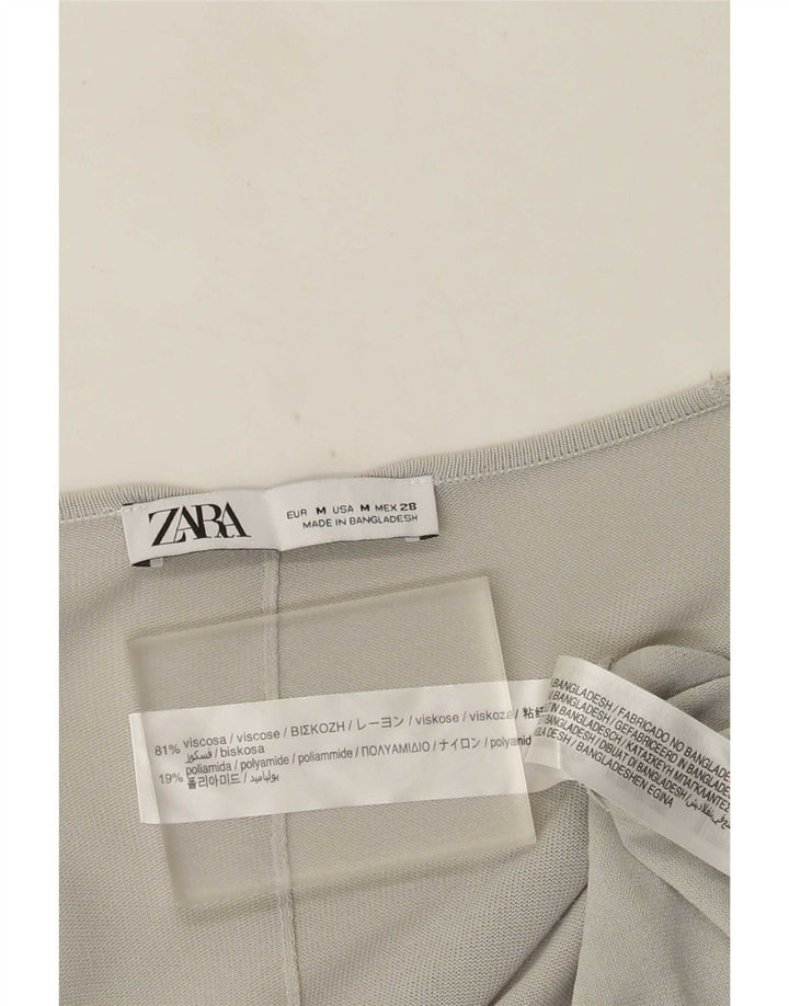 Zara Γυναικείο Longline Ζακέτα πουλόβερ UK 14 Μεσαίο γκρι βισκόζη