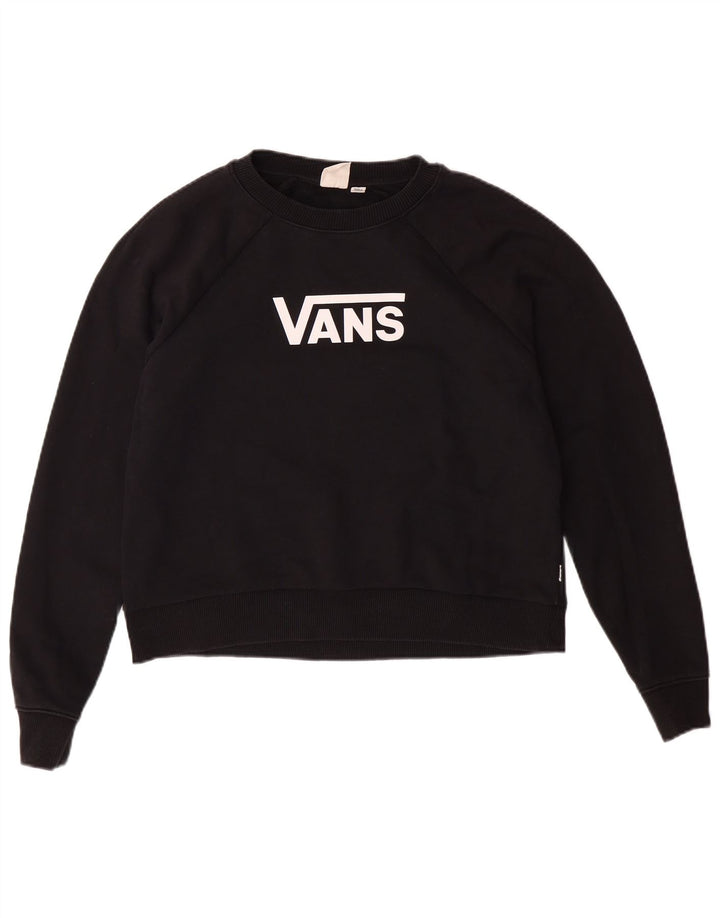Γυναικεία VANS Crop Oversized γραφική φούτερ Jumper UK 10 Small Black