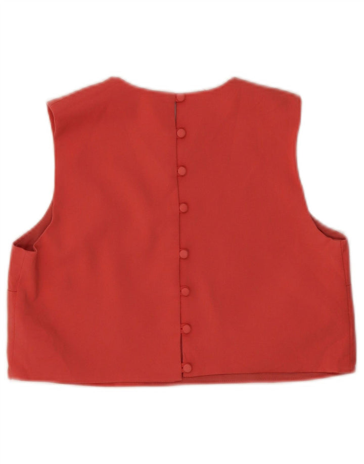 Zara Γυναικείο Αμάνικο Crop Top UK 12 Medium Pink Cotton