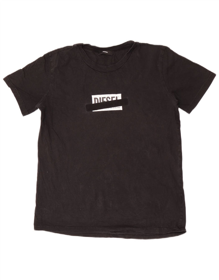 Ανδρικό γραφικό T-Shirt Diesel Top μεγάλο μαύρο βαμβακερό