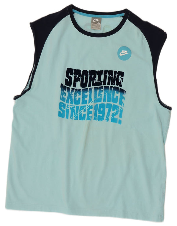 Ανδρικό γραφικό γιλέκο Nike τοπ UK 45/47 XL Μπλε χρώματος βαμβακερό