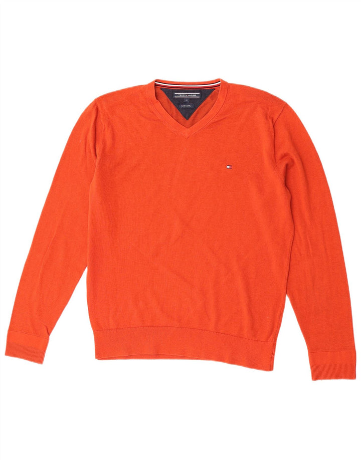 Ανδρικό πουλόβερ Tommy Hilfiger με V λαιμόκοψη, μεσαίο πορτοκαλί