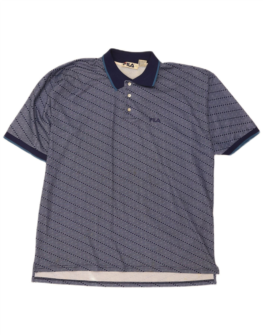 Fila Ανδρικό πουκάμισο Polo XL Navy Blue ριγέ πολυεστέρα