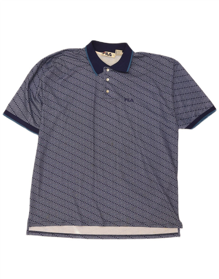 Fila Ανδρικό πουκάμισο Polo XL Navy Blue ριγέ πολυεστέρα