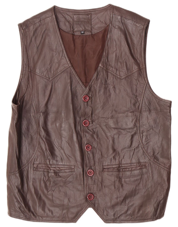 Ross&Cole Ανδρικό Δερμάτινο Γιλέκο IT 52 XL Καφέ