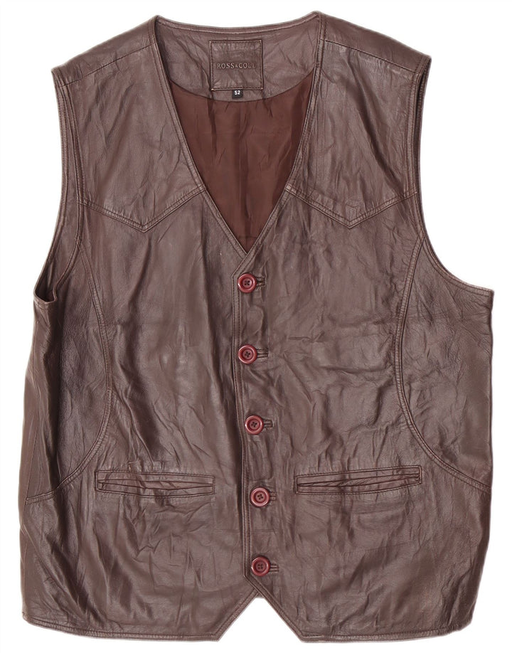 Ross&Cole Ανδρικό Δερμάτινο Γιλέκο IT 52 XL Καφέ