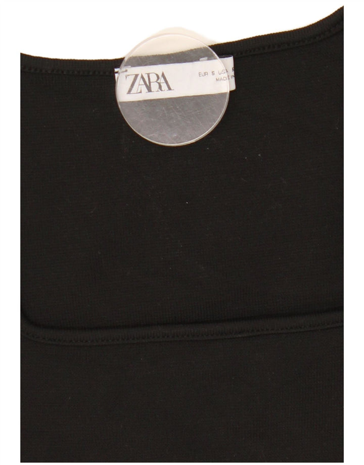 Zara Γυναικείο Crop Top Μακρυμάνικο UK 8 Small Black