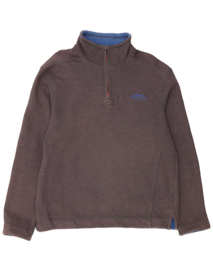 Ανδρικό φούτερ Weird Fish με φερμουάρ, μεσαίο βαμβακερό γκρι