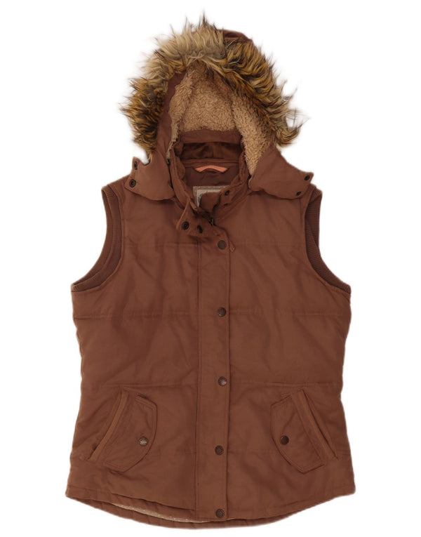 Fat Face Γυναικεία κουκούλα με επένδυση Gilet UK 12 μεσαίο καφέ πολυεστέρας