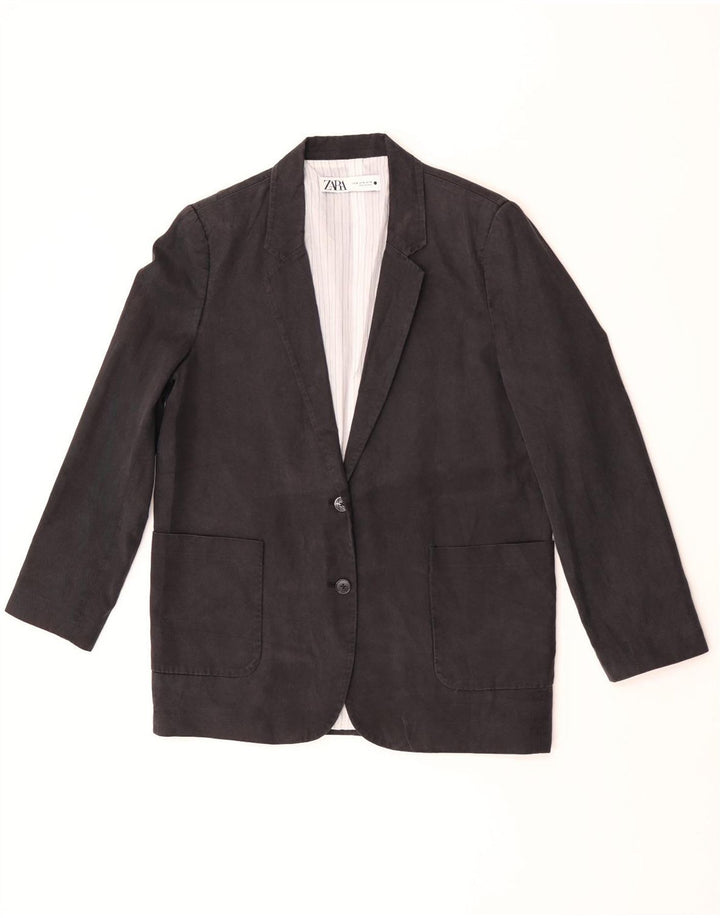 Zara Γυναικείο Μπουφάν Blazer UK 14 NMedium Μαύρο Λινό
