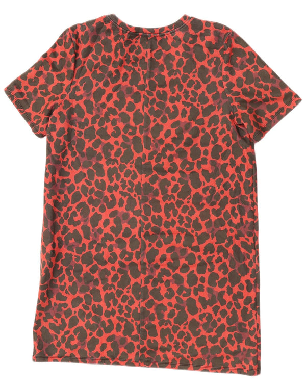 Zara γυναικείο κοντομάνικο φόρεμα Shift UK 16 Large Red Animal Print